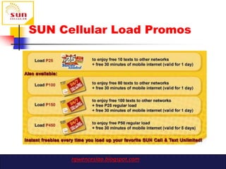 SUN Cellular Load Promos




      rgwenceslao.blogspot.com
 