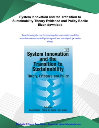 System Innovation and the Transition to Sustainability Theory Evidence ...