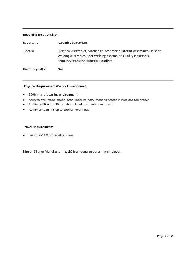 line assembler job description