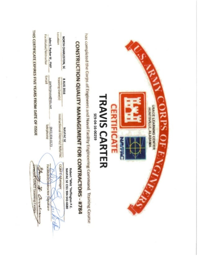 USACE CQM Certificate