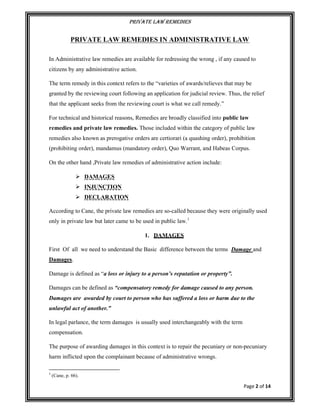 Brief Private Law Remedies in Administrative Law | PDF
