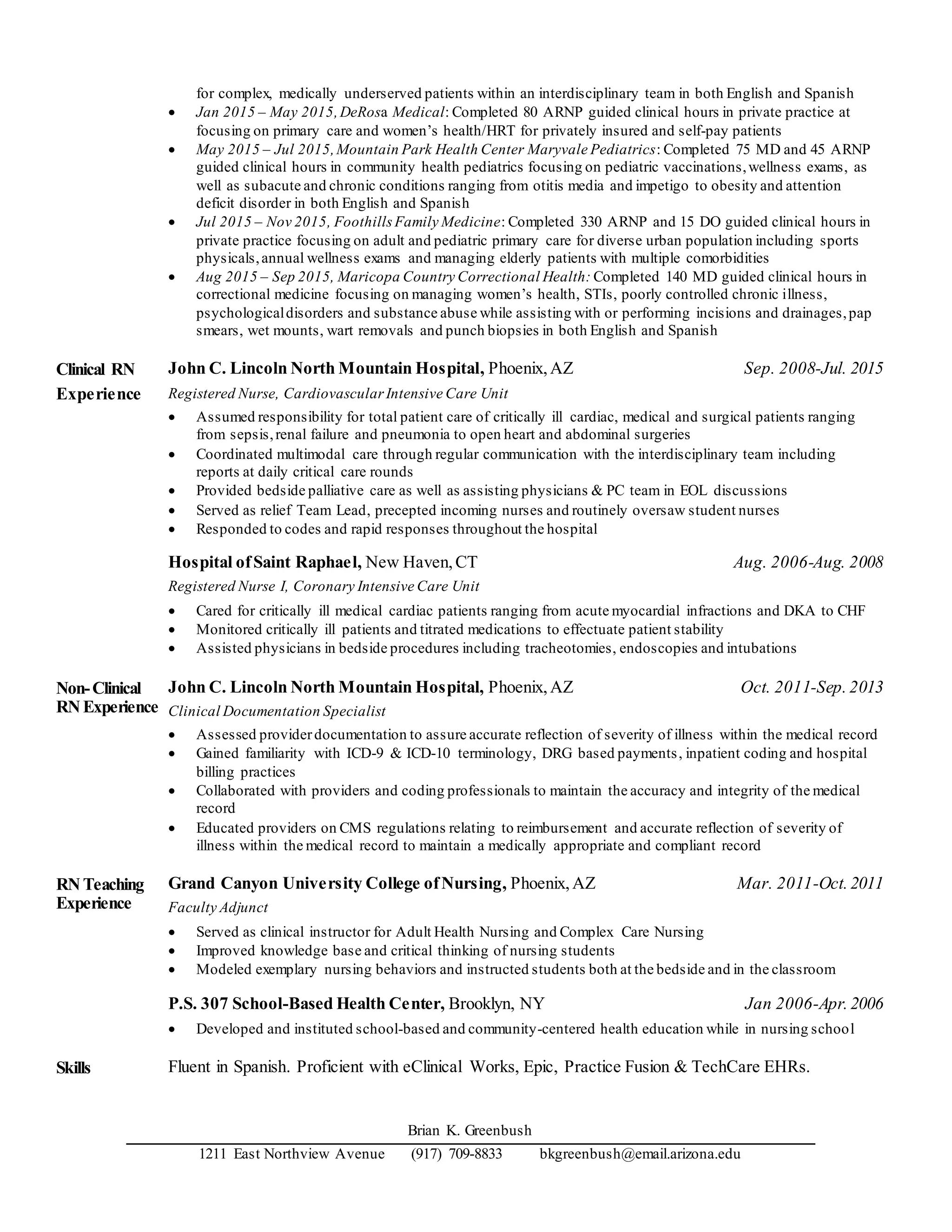 Brian K. Greenbush Resume (Jan 2017) | DOCX