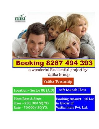 8287494393 VATIKA LIMITED LAUNCH 2BHK,3BHK,4BHK APARTMENTS IN GURGAON BOOKING 8287494393