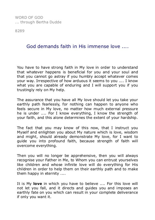 Word Of Through Bertha Dudde Demands Faith In His Immense And This Love Word Of Through Bertha Dudde Demands Faith In His Immense And This Love