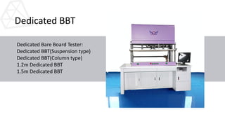 Dedicated BBT
Dedicated Bare Board Tester:
Dedicated BBT(Suspension type)
Dedicated BBT(Column type)
1.2m Dedicated BBT
1.5m Dedicated BBT
 