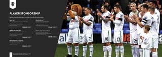 1 8 T r a n m e r e r o v e r s F o o T b a l l C l u b
C o r p o r a t e b r o C h u r e 2 0 1 6 / 1 7
Full kiT
receive signed home  away shirts of your chosen player
logo, website  phone no. in programme
4 x tickets to a player’s lunch at the club
listing on Club website
home or away kiT
either home or away signed shirt of your chosen player
logo, website  phone no. in programme
2 x tickets to a player’s lunch at the club
listing on Club website
goalkeeper’s gloves
pair of signed gloves at the end of the season
name within the matchday programme
listing on Club website
Training kiT
training Kit sponsor of your chosen player
name within the matchday programme
listing on the club website
Football signed by the ﬁrst team squad
booTlaCes (u12s only)
Child’s name in matchday programme
meet and greet event with the ﬁrst team squad
signed poster of ﬁrst team squad
player sponsorship
Sponsor your favourite player from just £75.00 for the entire season.
£450.00 + Vat
£250.00 + Vat
£150.00 + Vat
£75.00 + Vat
1 91 8 T r a n m e r e r o v e r s F o o T b a l l C l u b
C o r p o r a t e b r o C h u r e 2 0 1 6 / 1 7
£25.00 + Vat
 