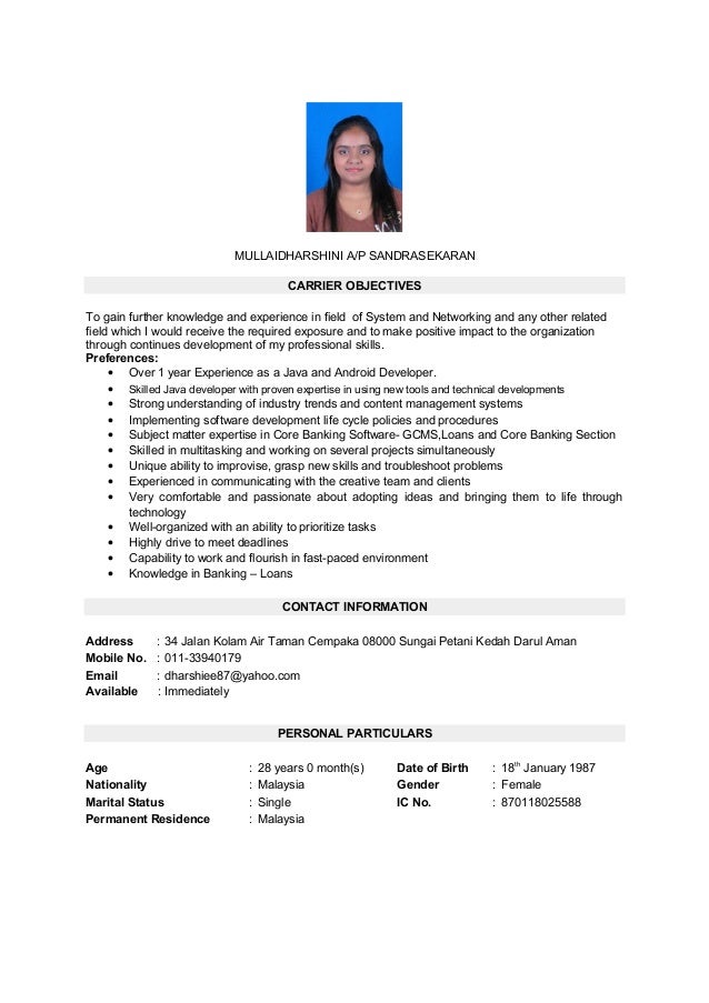 20150831 Resume Updated Dharshini