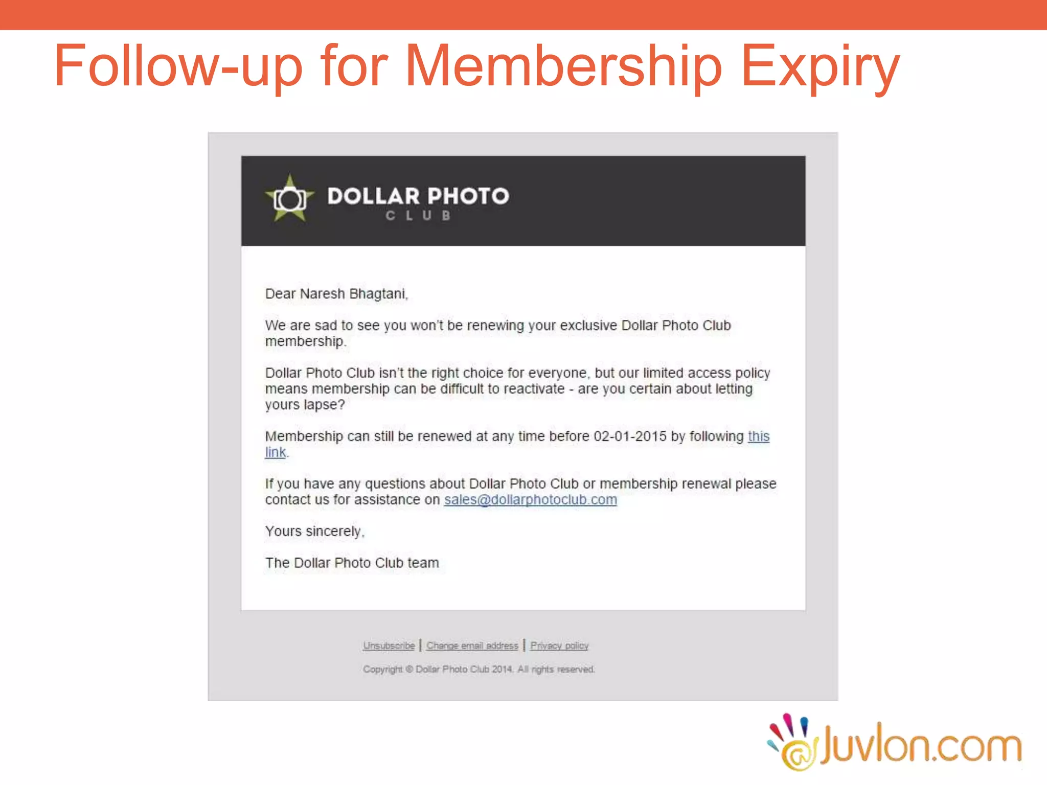 Follow-up for Membership Expiry
 