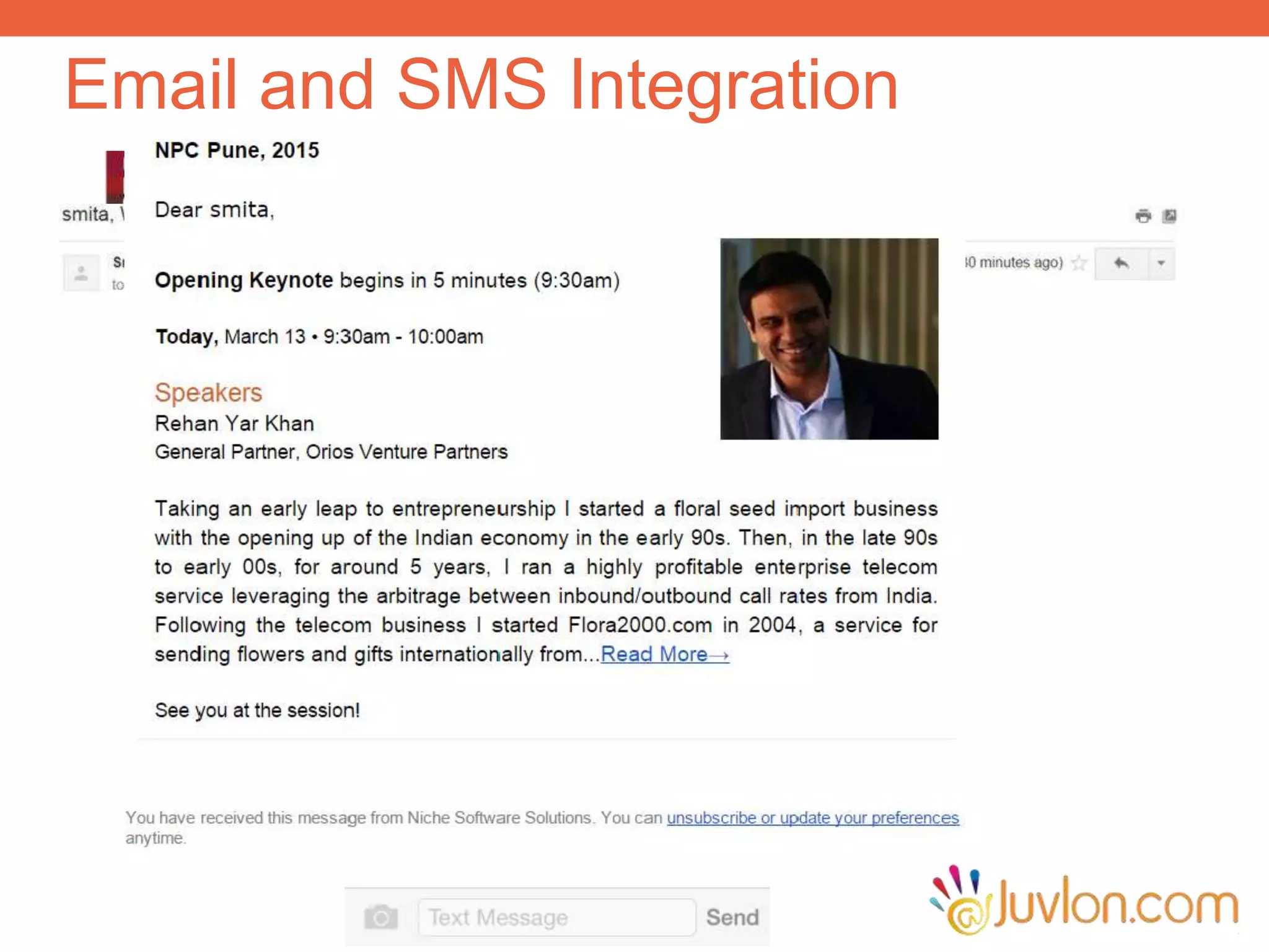 Email and SMS Integration
 