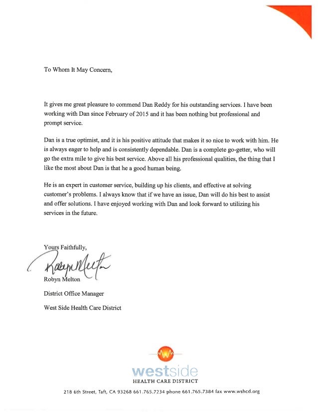 Hha Reference Letter