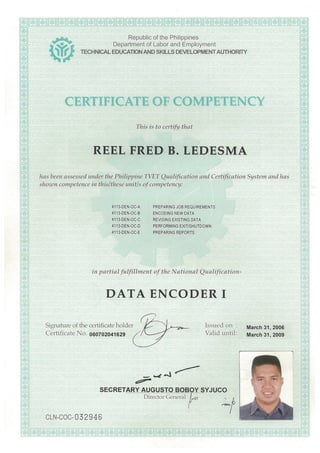 T.E.S.D.A. Cebu_Certificate of Competency
