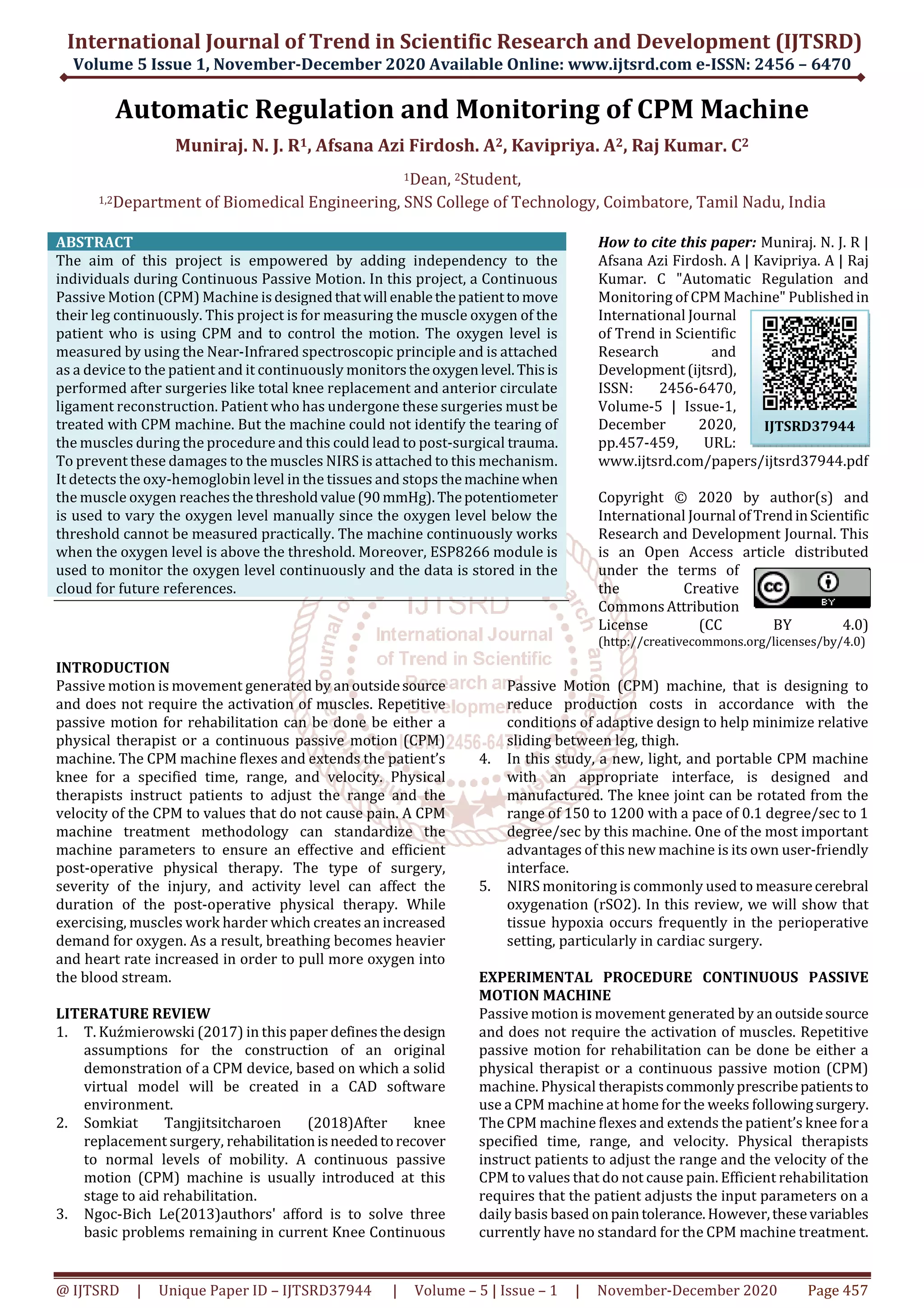 Automatic Regulation and Monitoring of CPM Machine | PDF