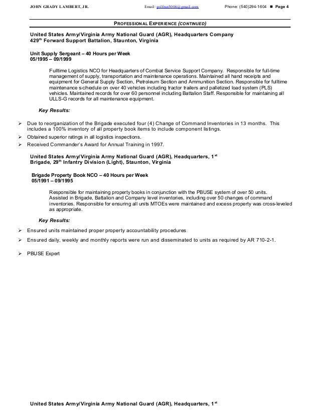 john lambert resume 2 resume for army