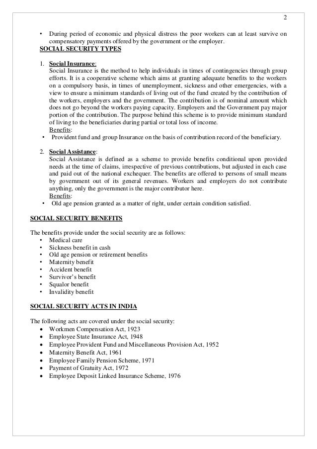 SOCIAL SECURITY ACT IN INDIA