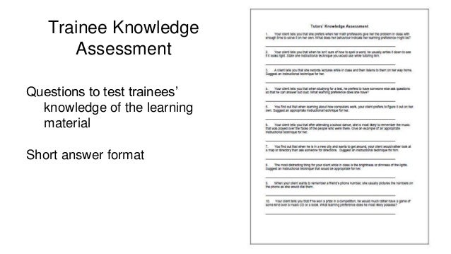 evaluation questions for training