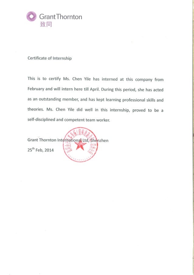 grant thornton certificate of internship grant thornton cover letter