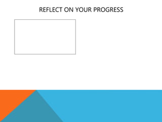 REFLECT ON YOUR PROGRESS
 