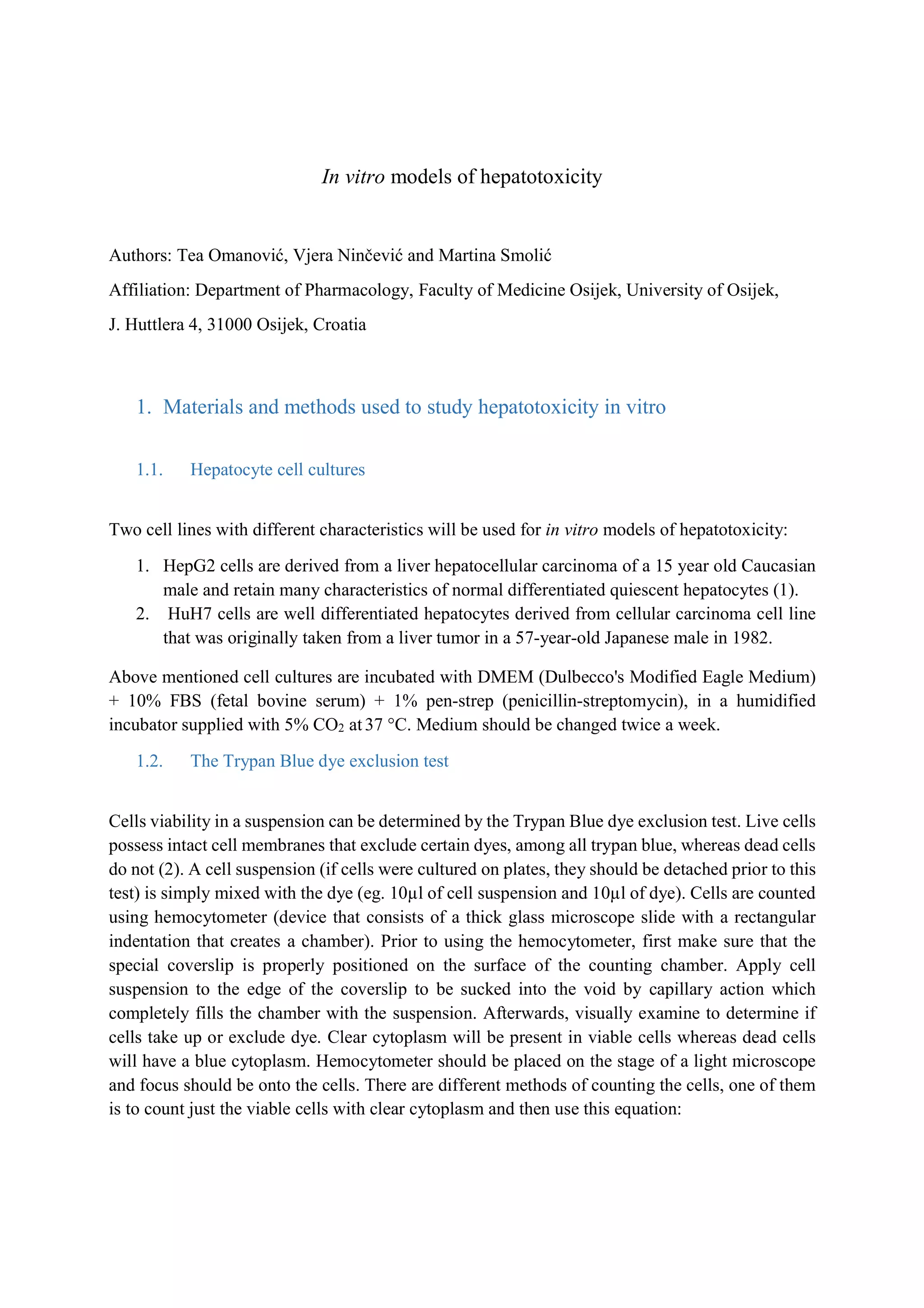 In vitro models of hepatotoxicity | PDF