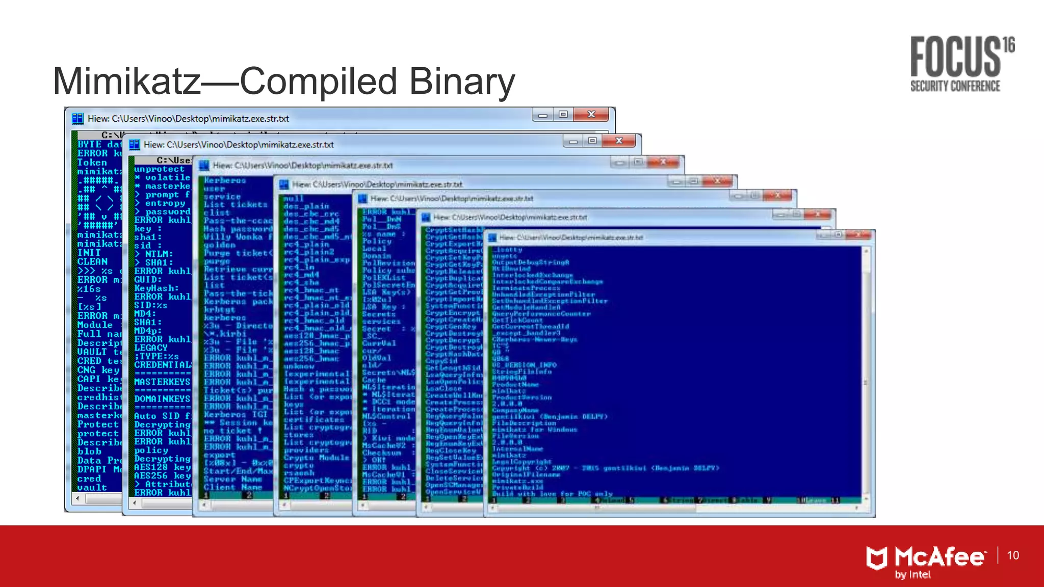 10
Mimikatz—Compiled Binary
 