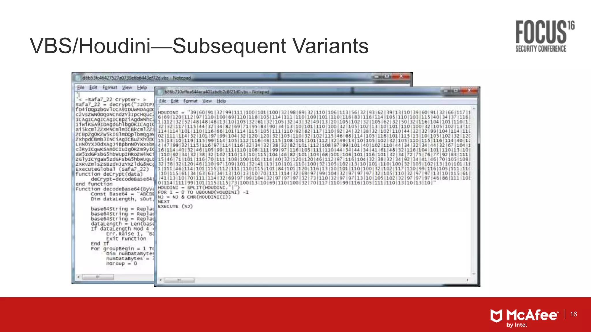 16
VBS/Houdini—Subsequent Variants
 