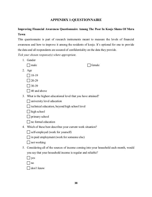 financial questionnaire template