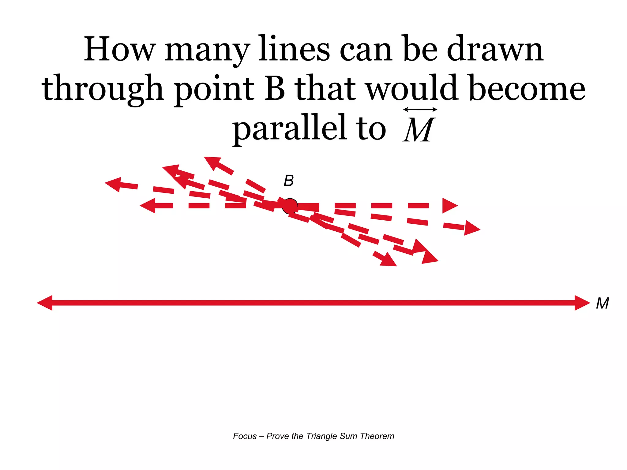 How many lines can be drawn through point B that would become parallel to  M B 
