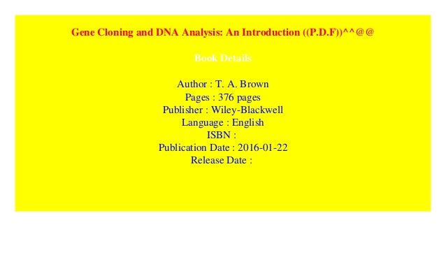 gene cloning and dna analysis an
