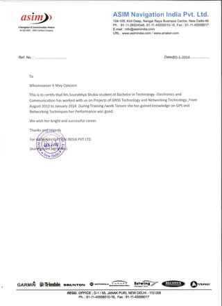 ASIM expirence company letter