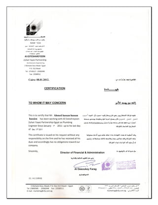 Ahmed Hassan Page 5 of 6
Mechanical Engineer
 