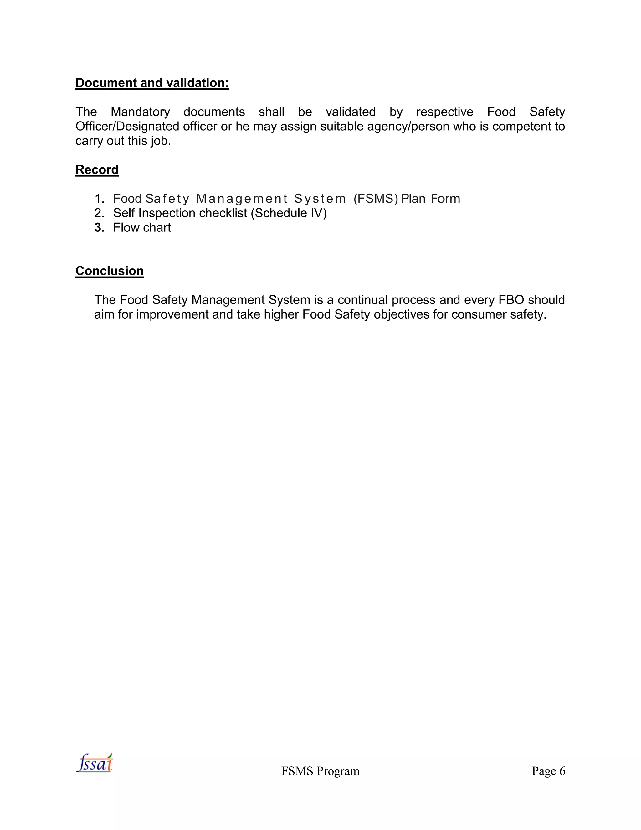 1.Manual of Food Safety Management System, fss act 2006 | PDF