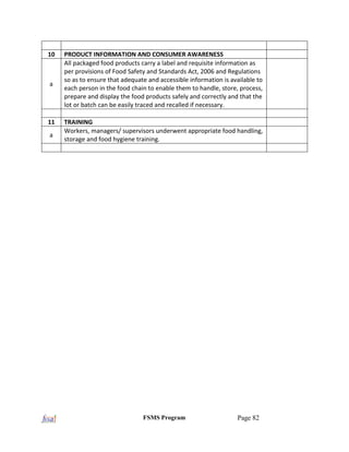 1.Manual of Food Safety Management System, fss act 2006 | PDF