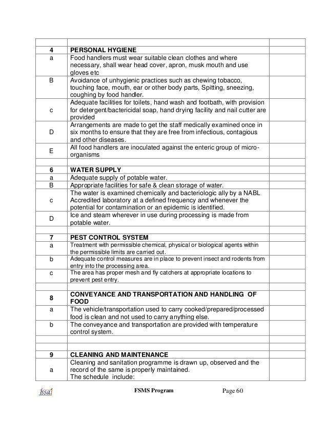 1 Manual Of Food Safety Management System Fss Act 2006