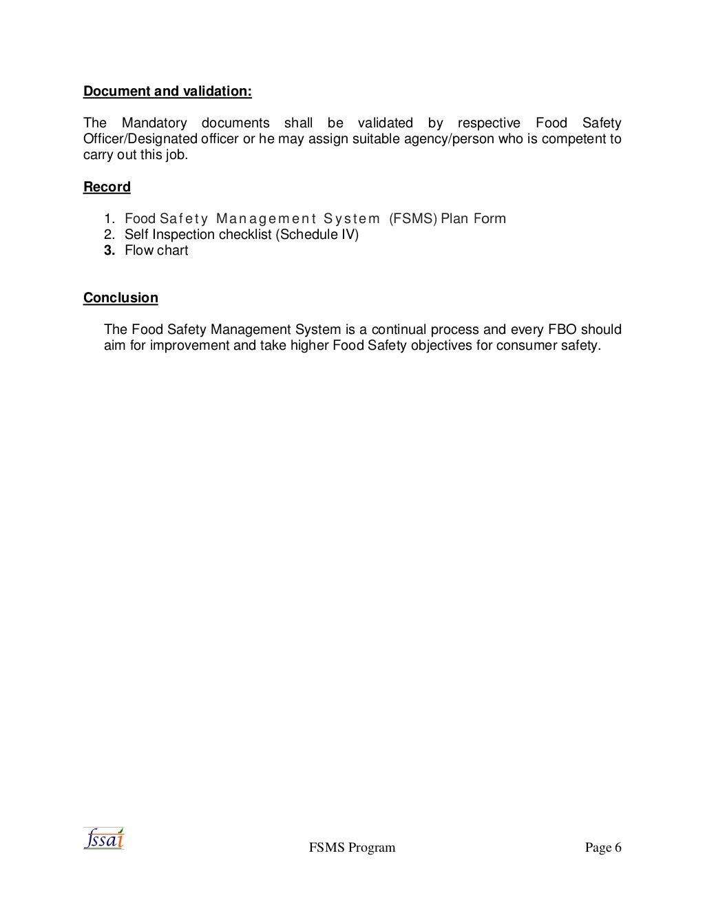 1.Manual of Food Safety Management System, fss act 2006