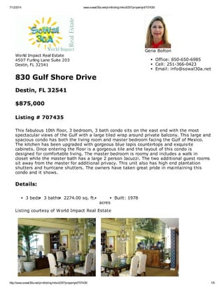 830 Gulf Shore Destin Florida 32541
