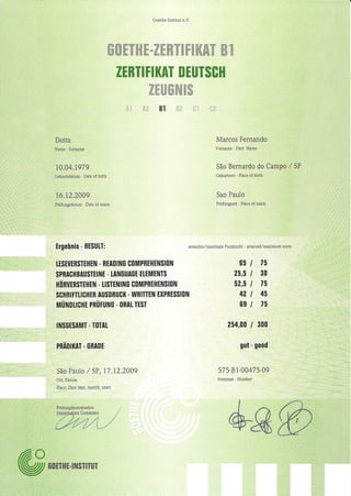 German Certificate - ZD (B1)
