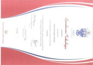 Karabo Tonyane - Btech Certificate