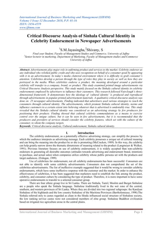 Critical Discourse Analysis of Sinhala Cultural Identity in Celebrity