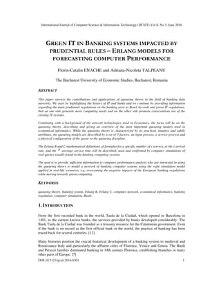 GREEN IT IN BANKING SYSTEMS IMPACTED BY PRUDENTIAL RULES – ERLANG ...