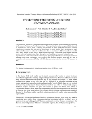 STOCK TREND PREDICTION USING NEWS SENTIMENT ANALYSIS | PDF