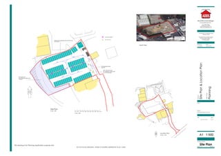 This drawing is for Planning Application purpose only
DO NOT SCALE DRAWING - WORK TO FIGURED DIMENSIONS IN ALL CASES
Date
Client
ProjectPhase
Architectural Design
& Draughting Services
Date
A1
Project
Tel : 01904 762691
Mobile: 07913 295205
Email: info@addsyork.co.uk
Web: www.addsyork.co.uk
All Dimensions in millimetres unless
otherwise stated
This drawing must not be re-issued,
loaned or copied without the
permission of ADDS
Tel: 01904 762691
Drawn By
Paul Roberts
Drawing
Rev
Drawing Number
Planning
January 2015
Sheet 1 of 1
SitePlan&LocationPlan
Site Plan
Proposed Storage Compound
ESS
6m
Sliding
Gate
Aerial View
Site Plan
Location Plan
Scale 1:1250
ESS
Auction Mart
Scale 1:500 0m
Scale 1:500
5m 10m 15m 20m 25m 30m 35m 40m 45m 50m
6m Gate
Existing 2m palisade security fencing
all around
Embankment
Non-developable area
1790m2
1:500
BT/CCTV Post
Existing Floodlights
Office
Reception
Dis
Developable area
6665m2
HGV vehicle route
All vehicles to leave site
in a forward gear
1 Vehicle route added 27/03/15
Revision 1
 