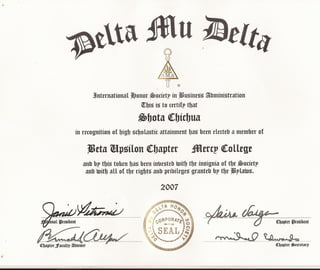 Delta Mu Delta Award
