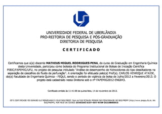 CERTIFICADO INICIAÇÃO CIENTÍFICA DA FAPEMIG