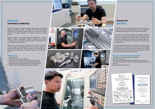 Intermec is a modern mechanical machine shop located on the island of
Askøy, near Bergen. We offer everything from off-the-shelf standard
components to a variety of special products and advanced machining
services for customers primarily in the offshore, seismic and subsea
sectors.
Intermec specialises in machining of high-alloyed materials – including
AISI316L, Duplex, SuperDuplex, Titanium, Hastelloy, and Inconel
– meaning that we can deliver complex products conforming to the
most stringent quality standards.
Intermec has a modern machinery plant and an experienced staff
of highly qualified professionals who do their utmost to satisfy all
customer requirements and industry standards. Our technical and
professional resources make us a preferred supplier in our industry
sector.
Advanced
machinery workshop
About Intermec
•	 Founded in 1991
•	 2400 m2
of facilities and 42 employees
•	 Mass production and warehousing of hydraulic components
•	 Special products according to customer specifications. Mainly 	
	 supplying customers in the offshore, seismic and subsea sectors.
•	 Certified under ISO 9001:2008 and qualified in Achilles JQS
At Intermec, precision and quality are the very foundation of
all our activities. That is precisely why we have succeeded in
establishing good relations with customers and suppliers.
Intermec can assist with everything from design to delivery.
We have more than just the knowledge and the equipment
necessary for making good products. With great interest and
passion for the industry, we are happy to provide that little extra
to satisfy you as a customer not only with our products, but also
with the process.
Intermec has predictable processes. In order to ensure quality and
traceability from raw material to final-tested and documented
end-products, the various processes are monitored by our ERP
system. More than 80% of the machined products are laser marked
with information recorded in the ERP system.
Passion for
precision
High focus on control and documentation
•  EN 10204 – 3.1/3.2 certification for raw materials
•  PMI, DPI, ultrasound, etc.
•  Measuring reports from the CMM (coordinate measuring machine)
•  Laser marking of the article number, melt number, serial number, logo, etc.
•  COC/COO
•  Records stored in the ERP system
 