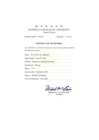 BS certificate