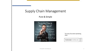 Supply Chain Management
Pure & Simple
1© Sauder Consulting Inc.
To access the entire workshop,
Click:
 