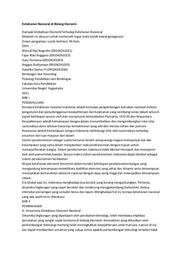 83327517 Ketahanan Nasional Di Bidang Ekonomi