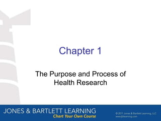 Chapter 1
The Purpose and Process of
Health Research
 