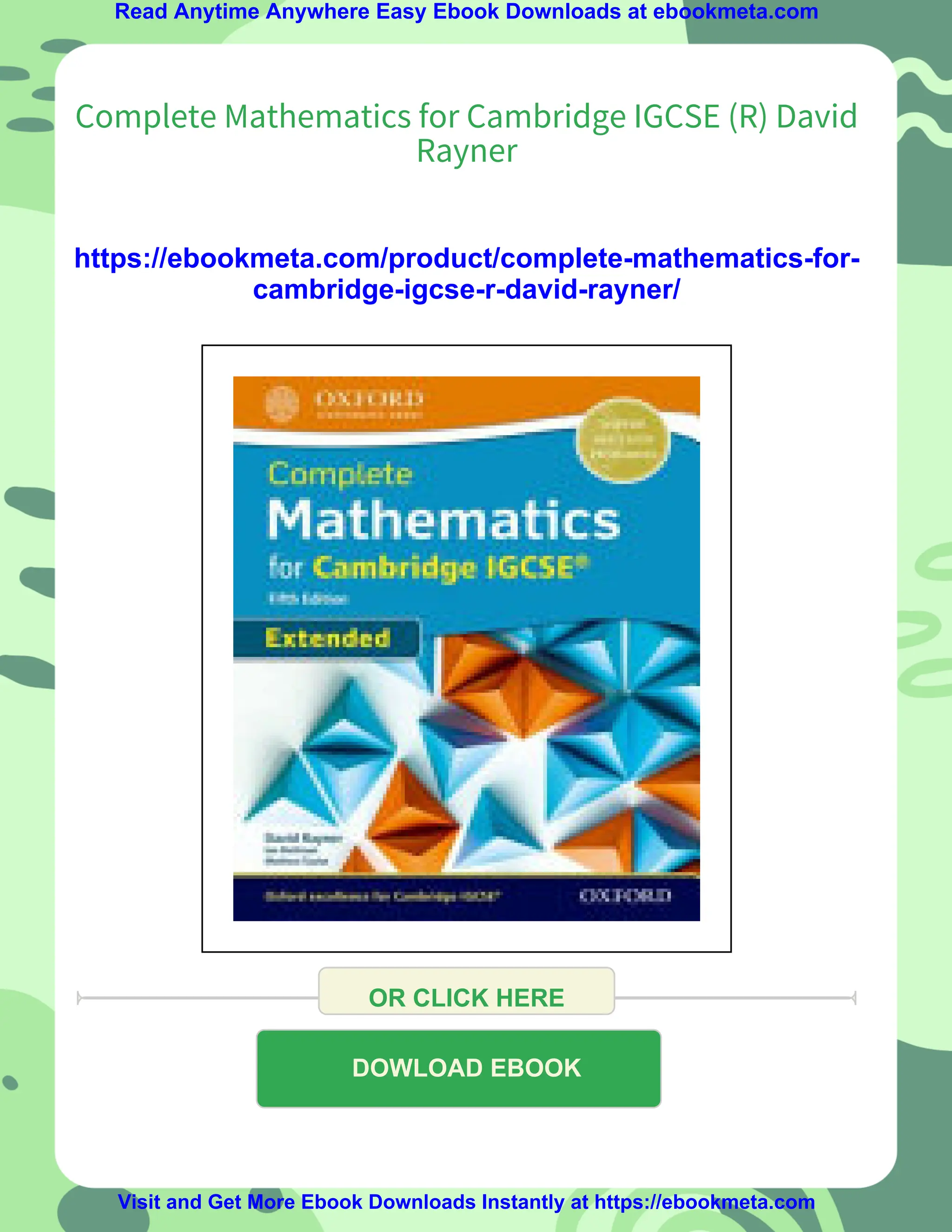Complete Mathematics for Cambridge IGCSE (R) David Rayner | PDF