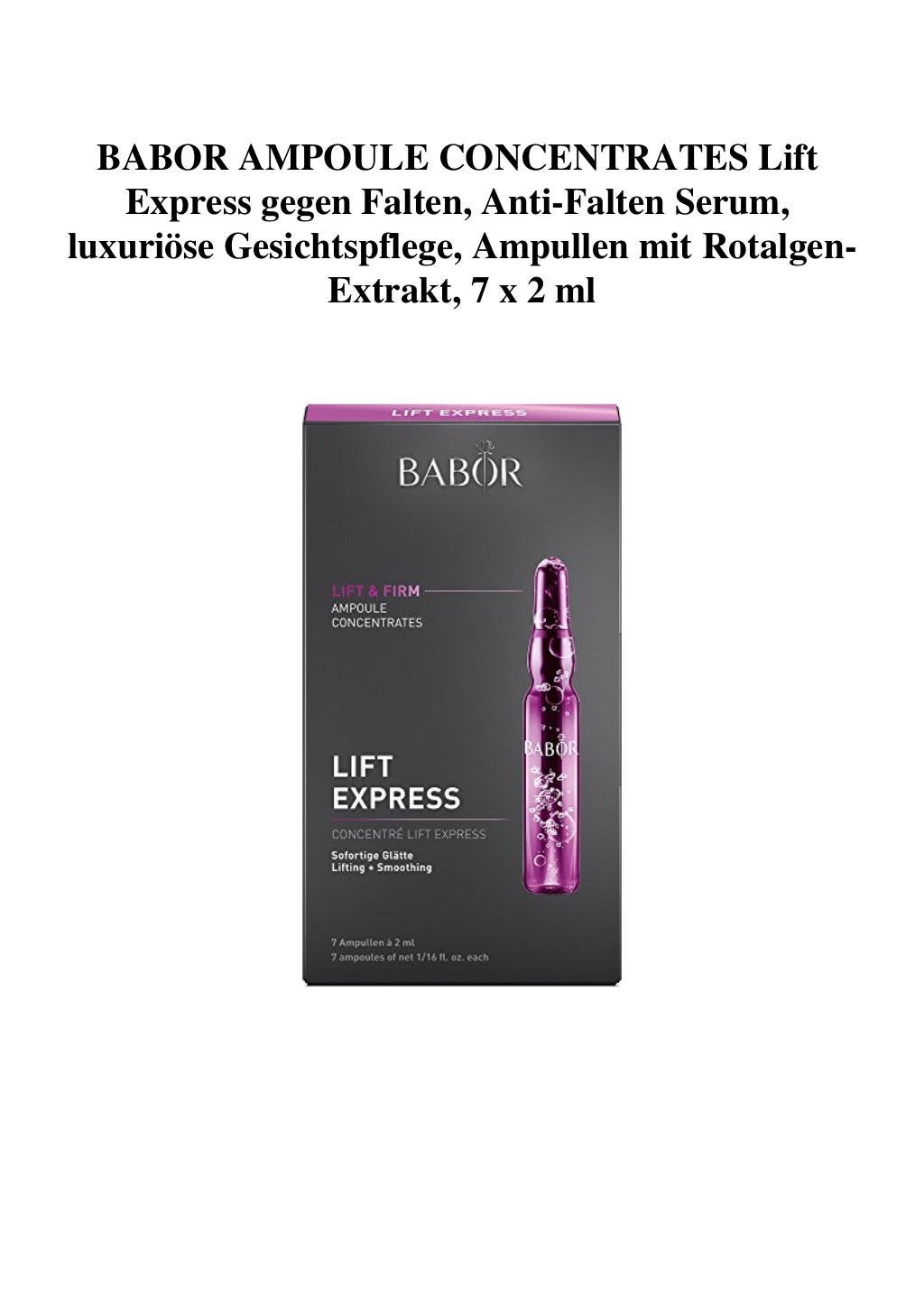 BABOR AMPOULE CONCENTRATES Lift Express gegen Falten, AntiFalten Se…