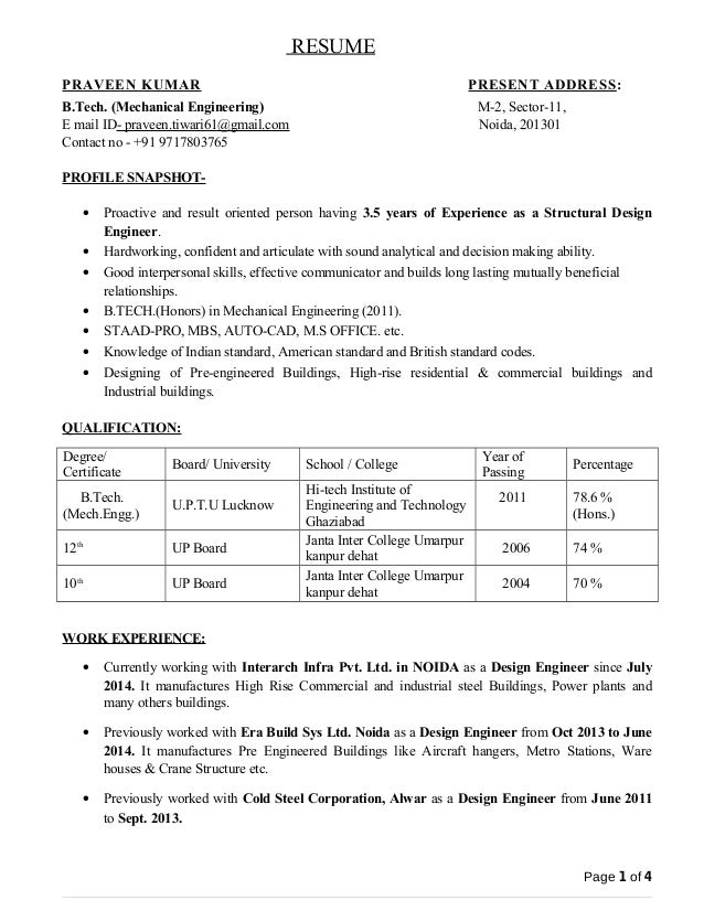 power plant mechanical engineer resumes